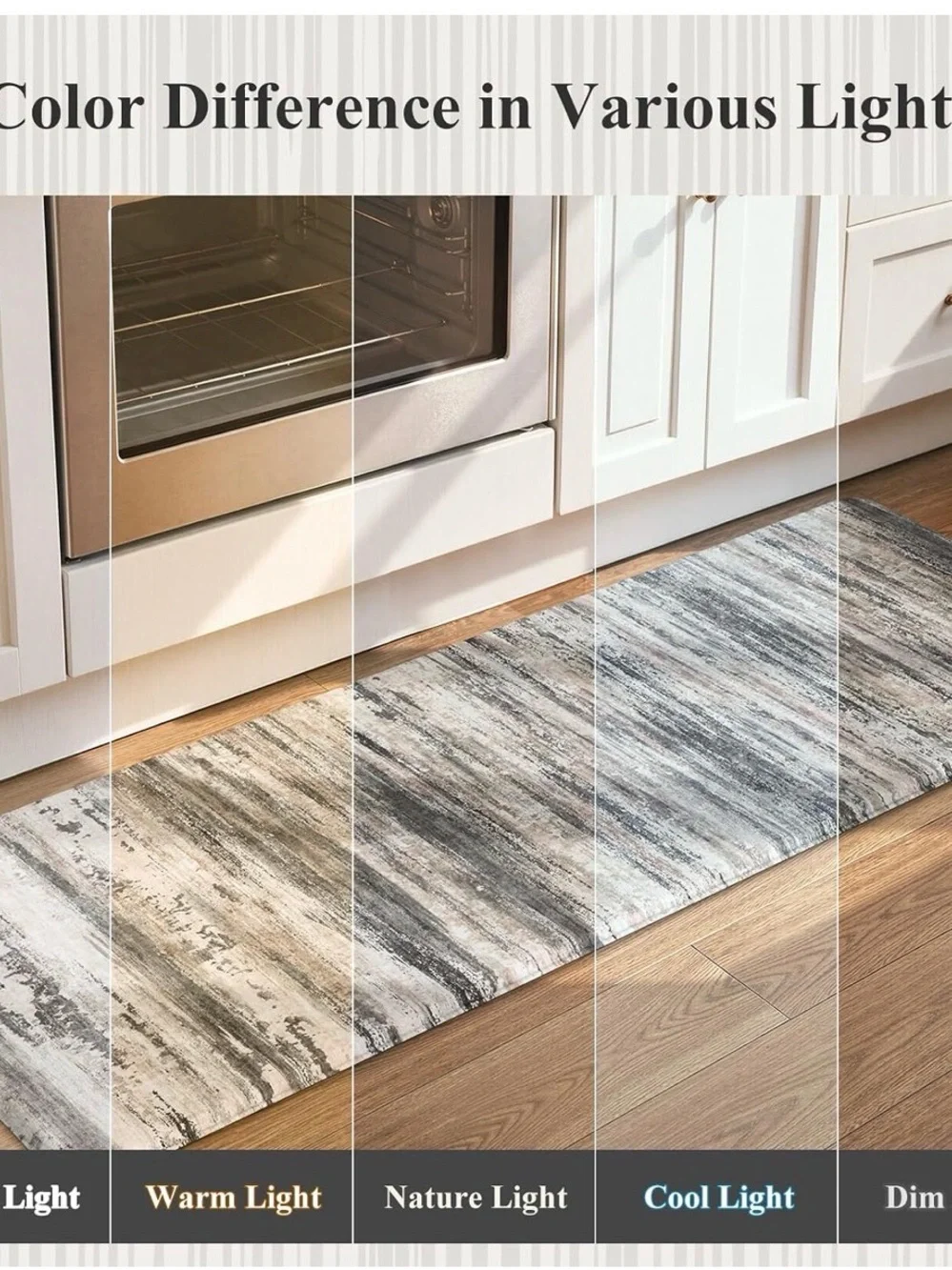 Gray Abstract Memory Foam Kitchen Runner